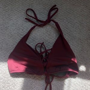 padless maroon target bikini top